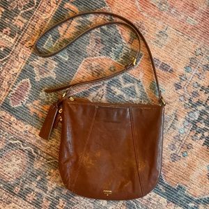 Brown leather Fossil shoulder bag